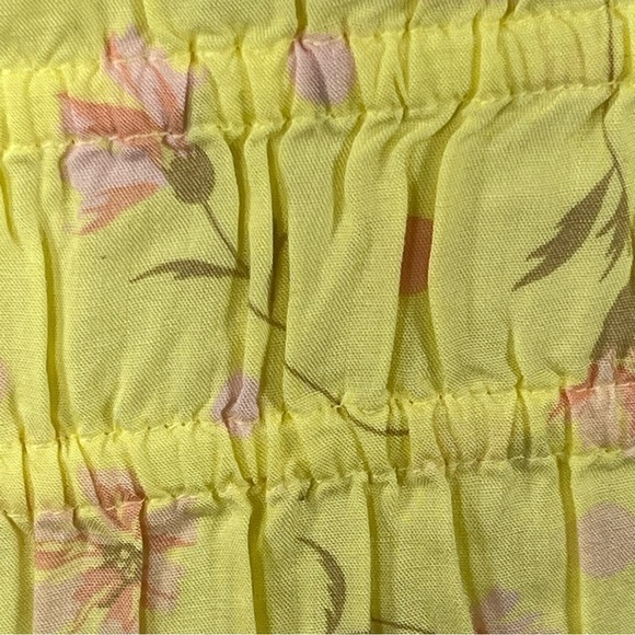 BP crop top one shoulder shirred waist yellow lemonade Sophie florals size S - Picture 6 of 13